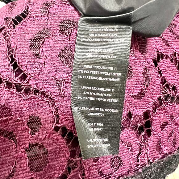 $650 ALICE & OLIVIA NWT Purple & Black Floral Lace Tiered Dress – Size 8 – RARE - Picture 14 of 15